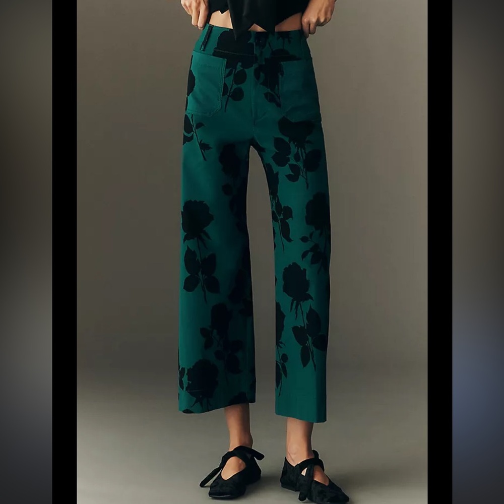 Anthropologie Maeve The Colette Magic Fabric Floral Crop Wide-Leg Pants - 34